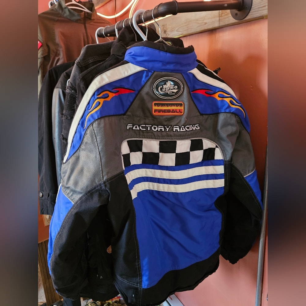 Factory Racing Blue and Black Bomber Jacket - Picture 1 of 5